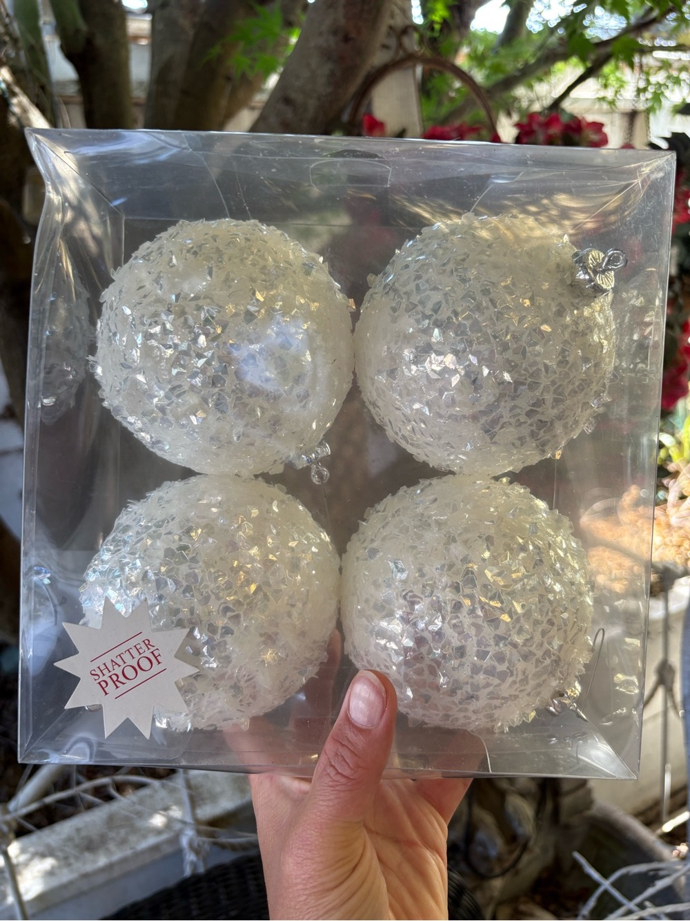 White Shatterproof Decorative Party Hanging Ornaments - Set of 4